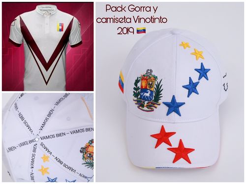 Pack Gorra Blanca / estrellas y Camiseta de la Vinotinto 2019